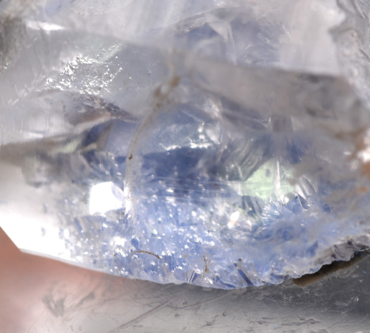 Natural Dumortierite in Clear Quartz Inclusion Raw Crystal Specimen from Brazil - 3.34 grams - 2.1cm