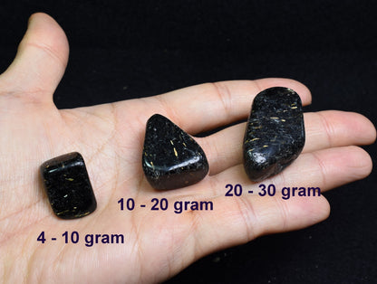 Nuummite Tumbled Stone, Genuine Crystal from Greenland - 3 Sizes - 1 Count
