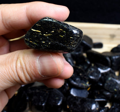 Nuummite Tumbled Stone, Genuine Crystal from Greenland - 3 Sizes - 1 Count