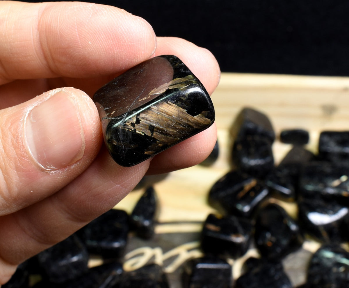 Nuummite Tumbled Stone, Genuine Crystal from Greenland - 3 Sizes - 1 Count