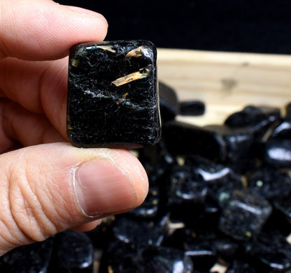 Nuummite Tumbled Stone, Genuine Crystal from Greenland - 3 Sizes - 1 Count