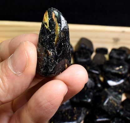 Nuummite Tumbled Stone, Genuine Crystal from Greenland - 3 Sizes - 1 Count