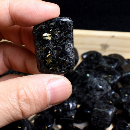 Nuummite Tumbled Stone, Genuine Crystal from Greenland - 3 Sizes - 1 Count