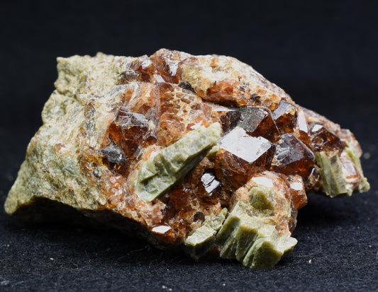 Grossular Garnet Hessonite Cluster with Green Epidote Crystal Specimen from Coyote Front Range, California - 160 grams #07