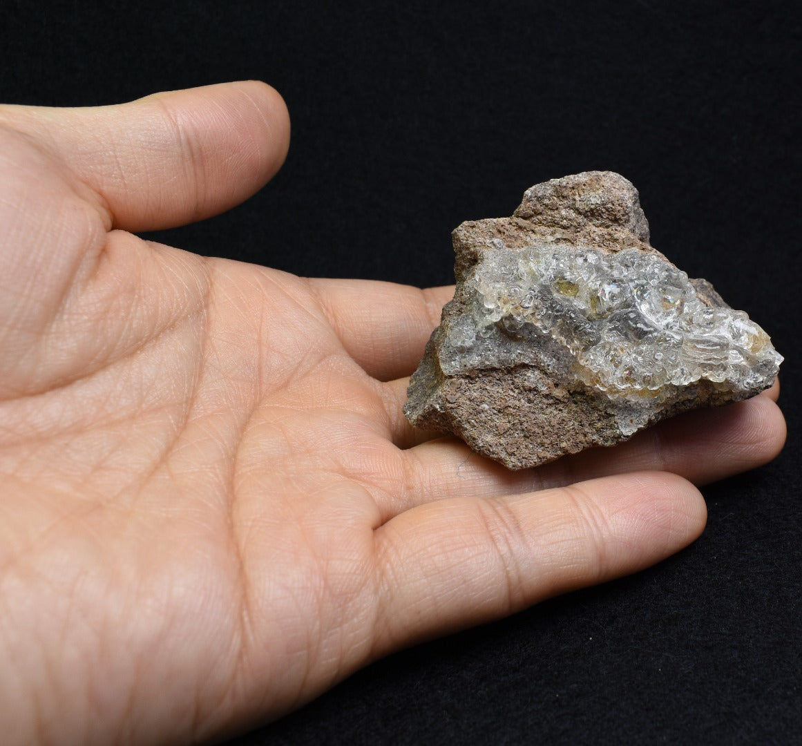 Mexican Hyalite Opal Collector Grade Specimen Stone on Matrix - UV Reactive Fluorescent - 84 grams #01