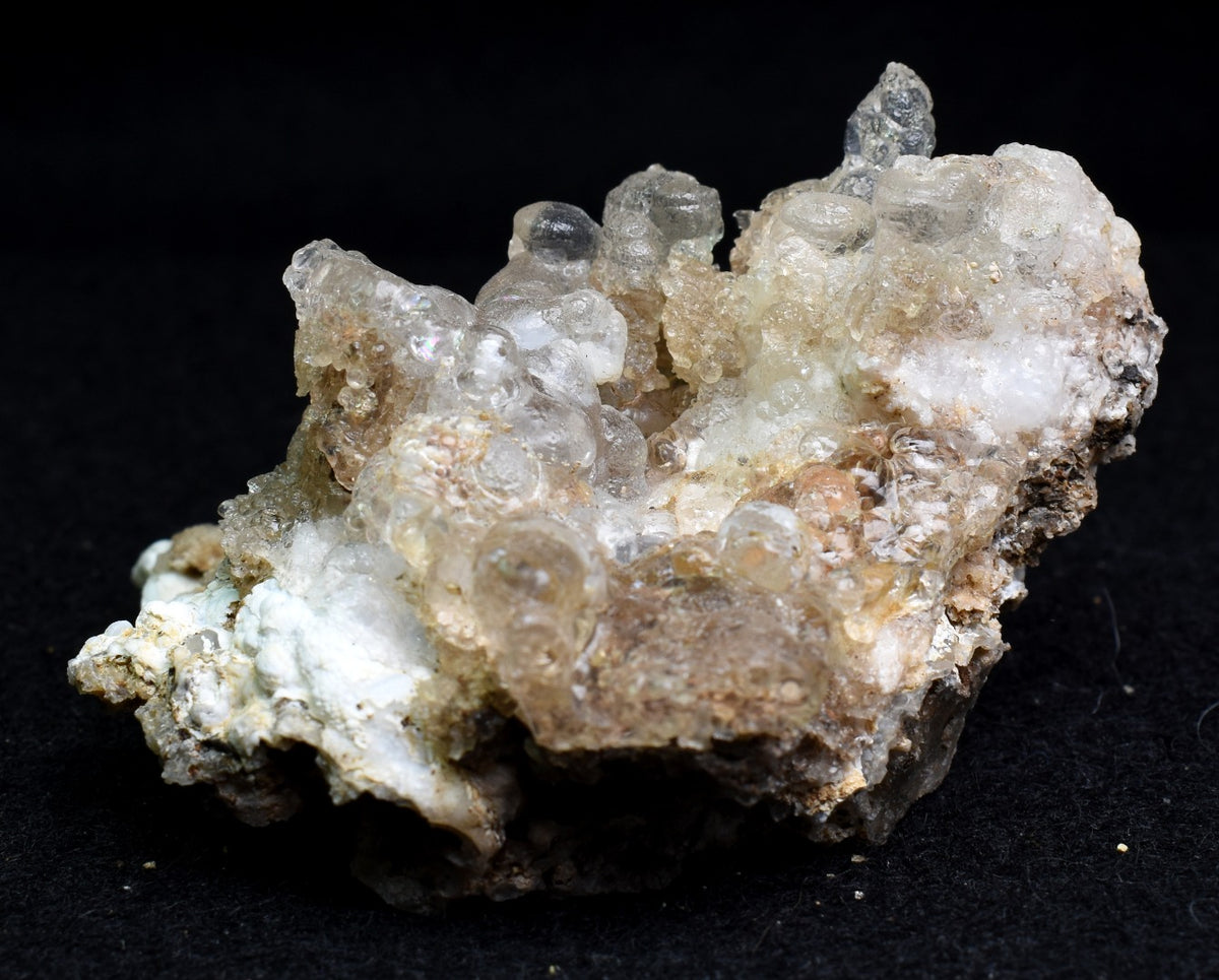 Mexican Hyalite Opal Collector Grade Specimen Stone on Chalcedony Agate - UV Reactive Fluorescent - 55 grams #04