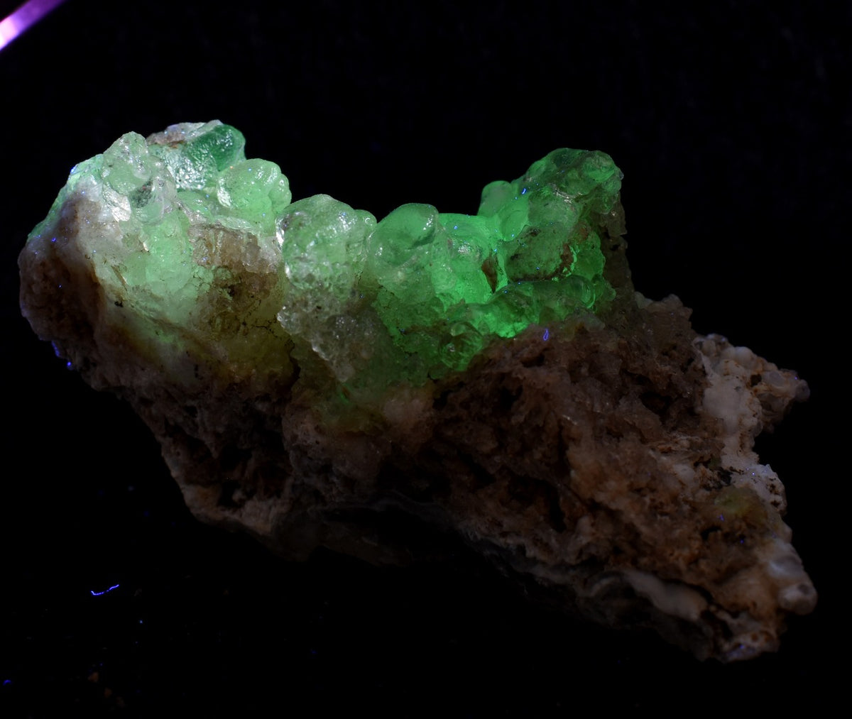 Mexican Hyalite Opal Collector Grade Specimen Stone on Chalcedony Agate - UV Reactive Fluorescent - 55 grams #04