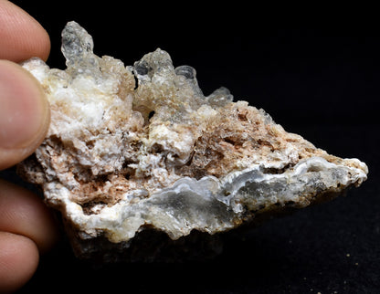 Mexican Hyalite Opal Collector Grade Specimen Stone on Chalcedony Agate - UV Reactive Fluorescent - 55 grams #04
