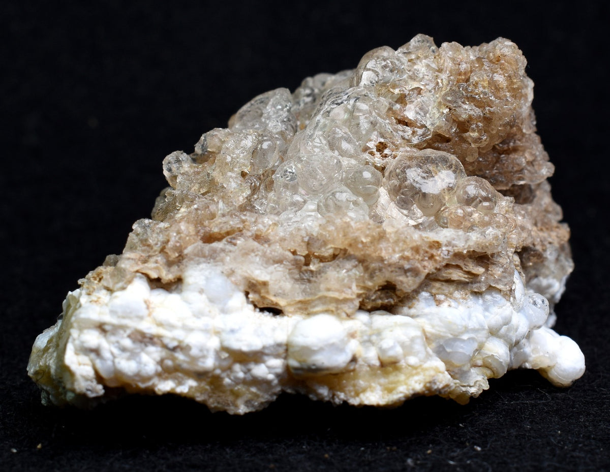 Mexican Hyalite Opal Collector Grade Specimen Stone on Chalcedony Agate - UV Reactive Fluorescent - 55 grams #06