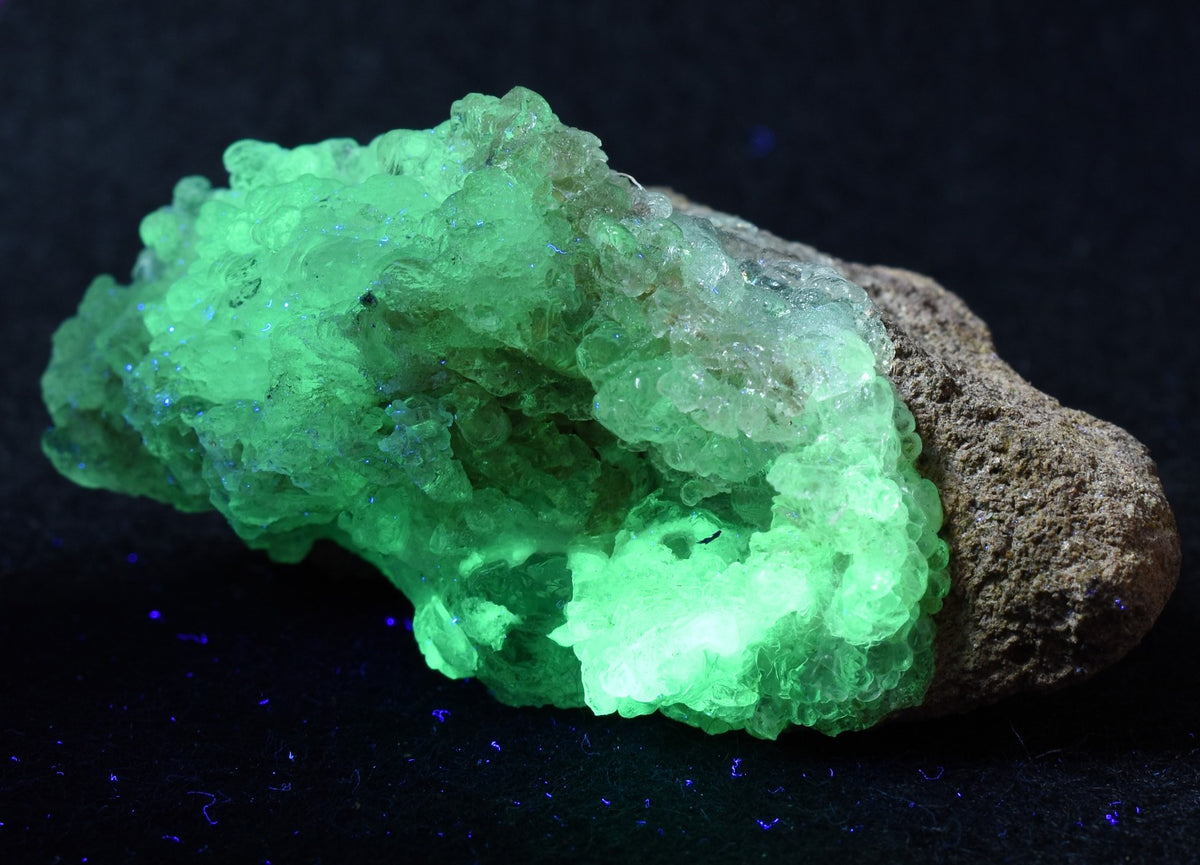 Mexican Hyalite Opal Collector Grade Specimen Stone on Matrix - UV Reactive Fluorescent - 75 grams #08