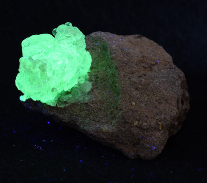 Mexican Hyalite Opal Collector Grade Specimen Stone on Matrix - UV Reactive Fluorescent - 69 grams #09