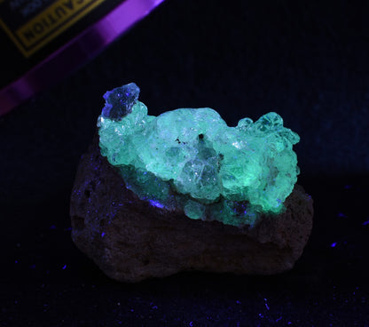 Mexican Hyalite Opal Collector Grade Specimen Stone on Matrix - UV Reactive Fluorescent - 76 grams #13
