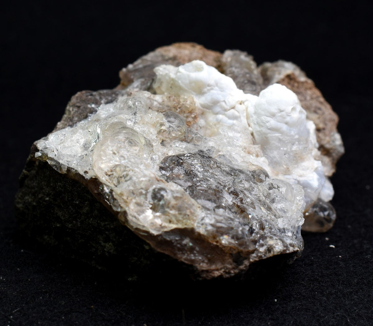 Mexican Hyalite Opal Collector Grade Specimen Stone, with Chalcedony, on Matrix - UV Reactive Fluorescent - 96 grams #16