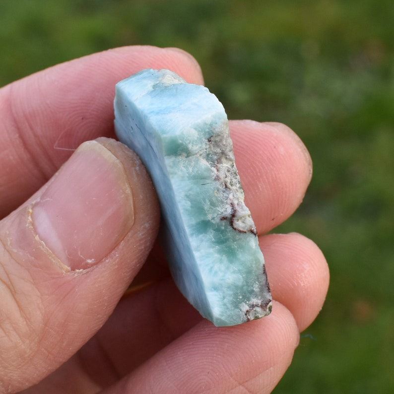 Larimar Dolphin Stone Freeform Raw Slab Slice - 12 grams - #036