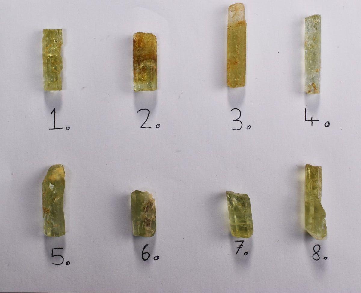 Heliodor Raw Green Yellow Beryl Crystal Specimen - 8 Sizes - 1 Count - Group 05