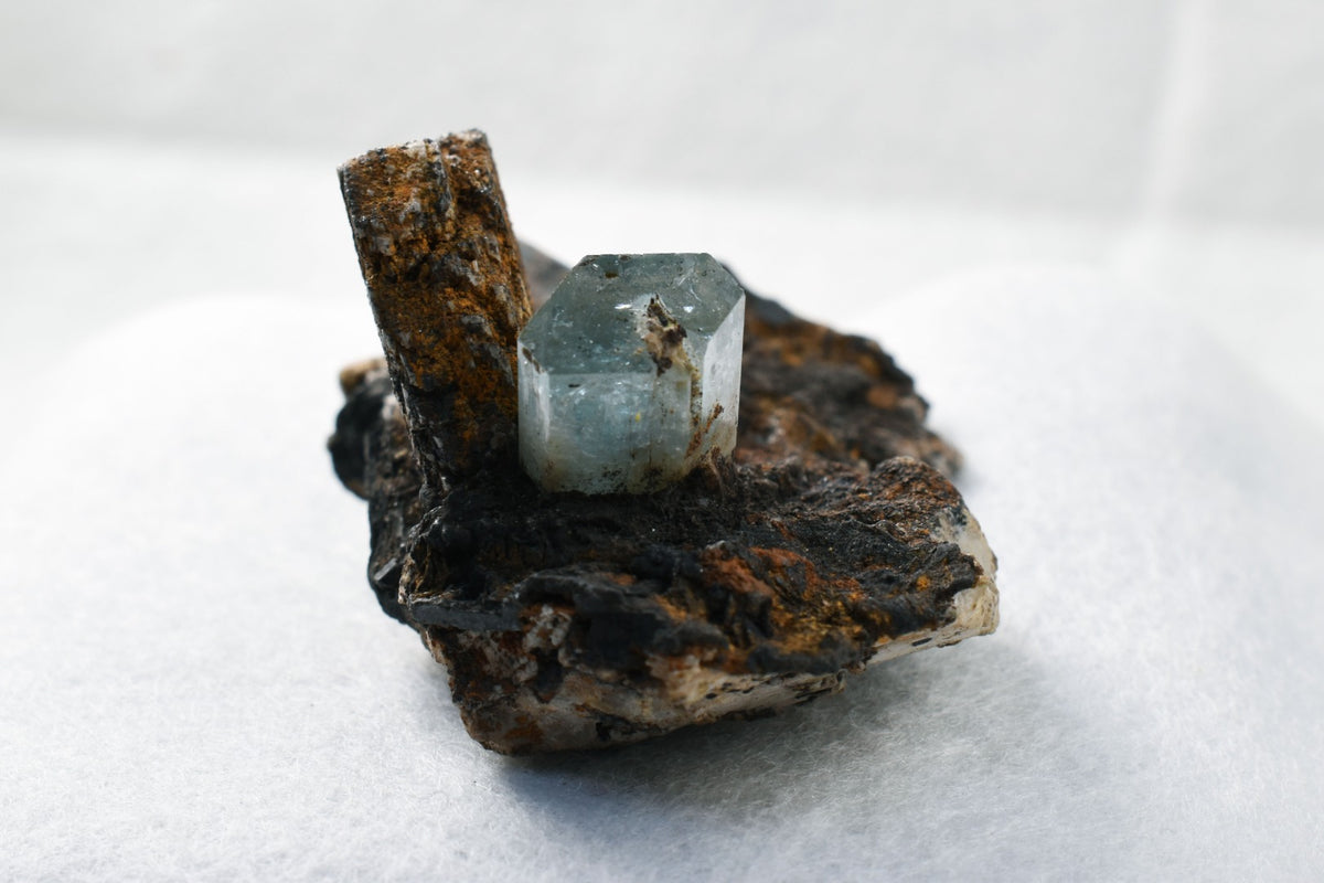 Beryl var. Aquamarine with Schorl Black Tourmaline & Feldspar from Erongo Mountains, Namibia - 67.3 grams #A2