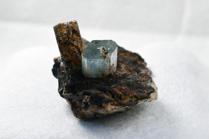 Beryl var. Aquamarine with Schorl Black Tourmaline & Feldspar from Erongo Mountains, Namibia - 67.3 grams #A2