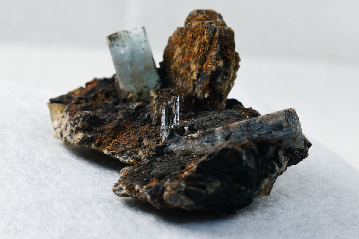 Beryl var. Aquamarine with Schorl Black Tourmaline & Feldspar from Erongo Mountains, Namibia - 67.3 grams #A2