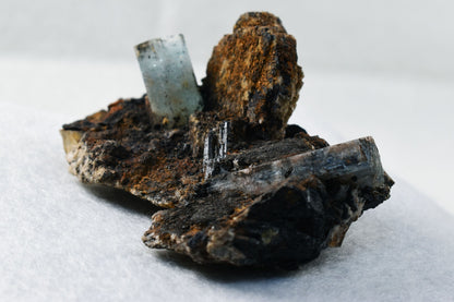 Beryl var. Aquamarine with Schorl Black Tourmaline & Feldspar from Erongo Mountains, Namibia - 67.3 grams #A2