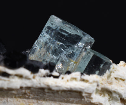 Beryl var. Aquamarine with Schorl Black Tourmaline & Feldspar from Erongo Mountains, Namibia - 64.3 grams #A3