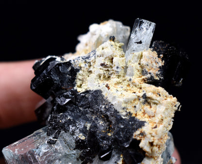 Beryl var. Aquamarine with Schorl Black Tourmaline & Feldspar from Erongo Mountains, Namibia - 64.3 grams #A3