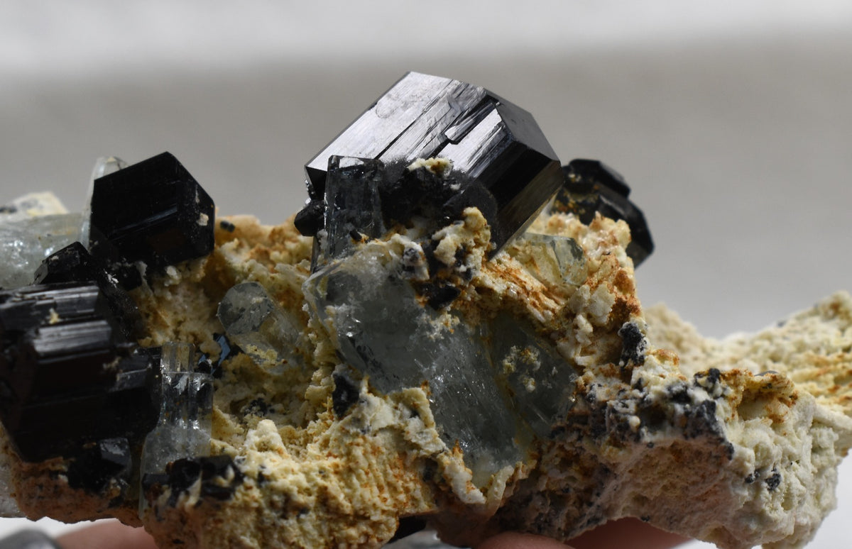 Beryl var. Aquamarine with Schorl Black Tourmaline & Feldspar from Erongo Mountains, Namibia - 64.3 grams #A3