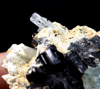 Beryl var. Aquamarine with Schorl Black Tourmaline & Feldspar from Erongo Mountains, Namibia - 64.3 grams #A3