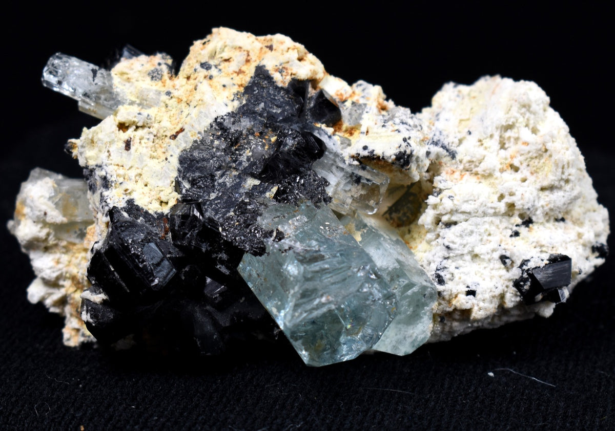 Beryl var. Aquamarine with Schorl Black Tourmaline & Feldspar from Erongo Mountains, Namibia - 64.3 grams #A3