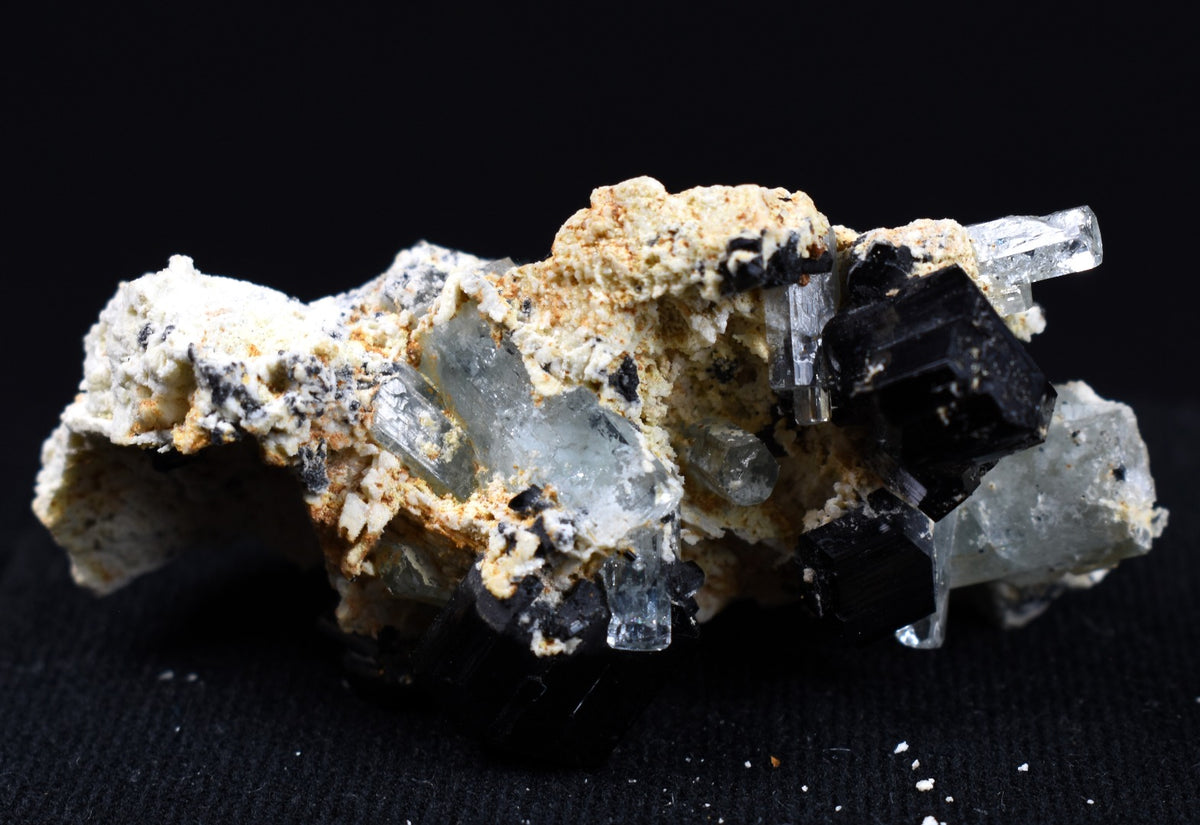 Beryl var. Aquamarine with Schorl Black Tourmaline & Feldspar from Erongo Mountains, Namibia - 64.3 grams #A3