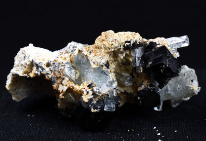 Beryl var. Aquamarine with Schorl Black Tourmaline & Feldspar from Erongo Mountains, Namibia - 64.3 grams #A3