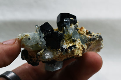 Beryl var. Aquamarine with Schorl Black Tourmaline & Feldspar from Erongo Mountains, Namibia - 64.3 grams #A3