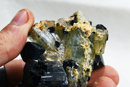 Beryl var. Aquamarine with Schorl Black Tourmaline & Feldspar from Erongo Mountains, Namibia - 132.5 grams #A4