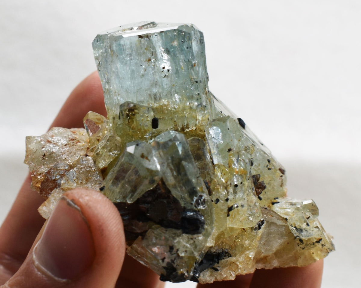 Beryl var. Aquamarine with Schorl Black Tourmaline from Erongo Mountains, Namibia - 82.4 grams #A5