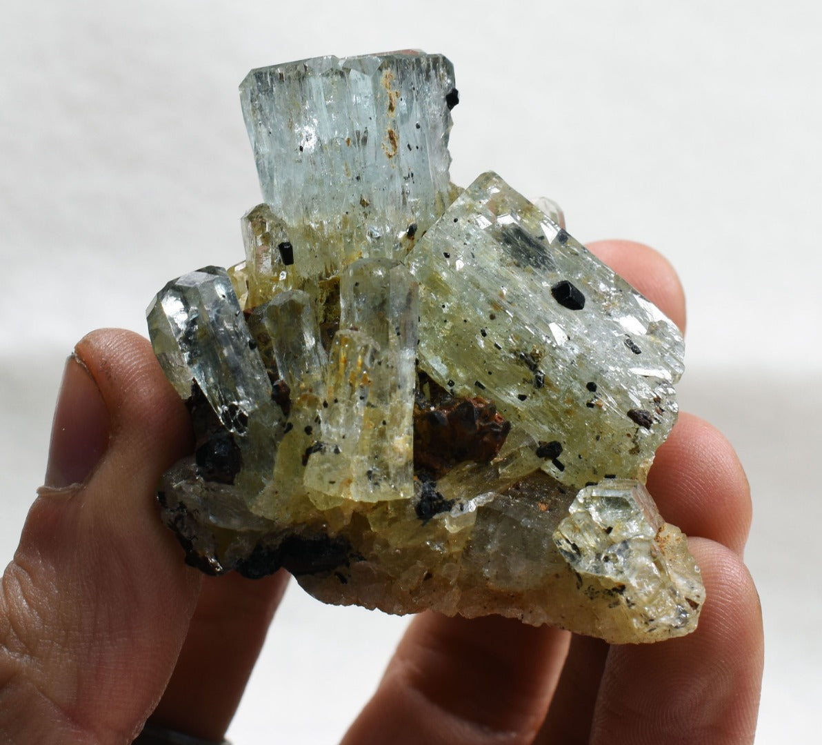Beryl var. Aquamarine with Schorl Black Tourmaline from Erongo Mountains, Namibia - 82.4 grams #A5