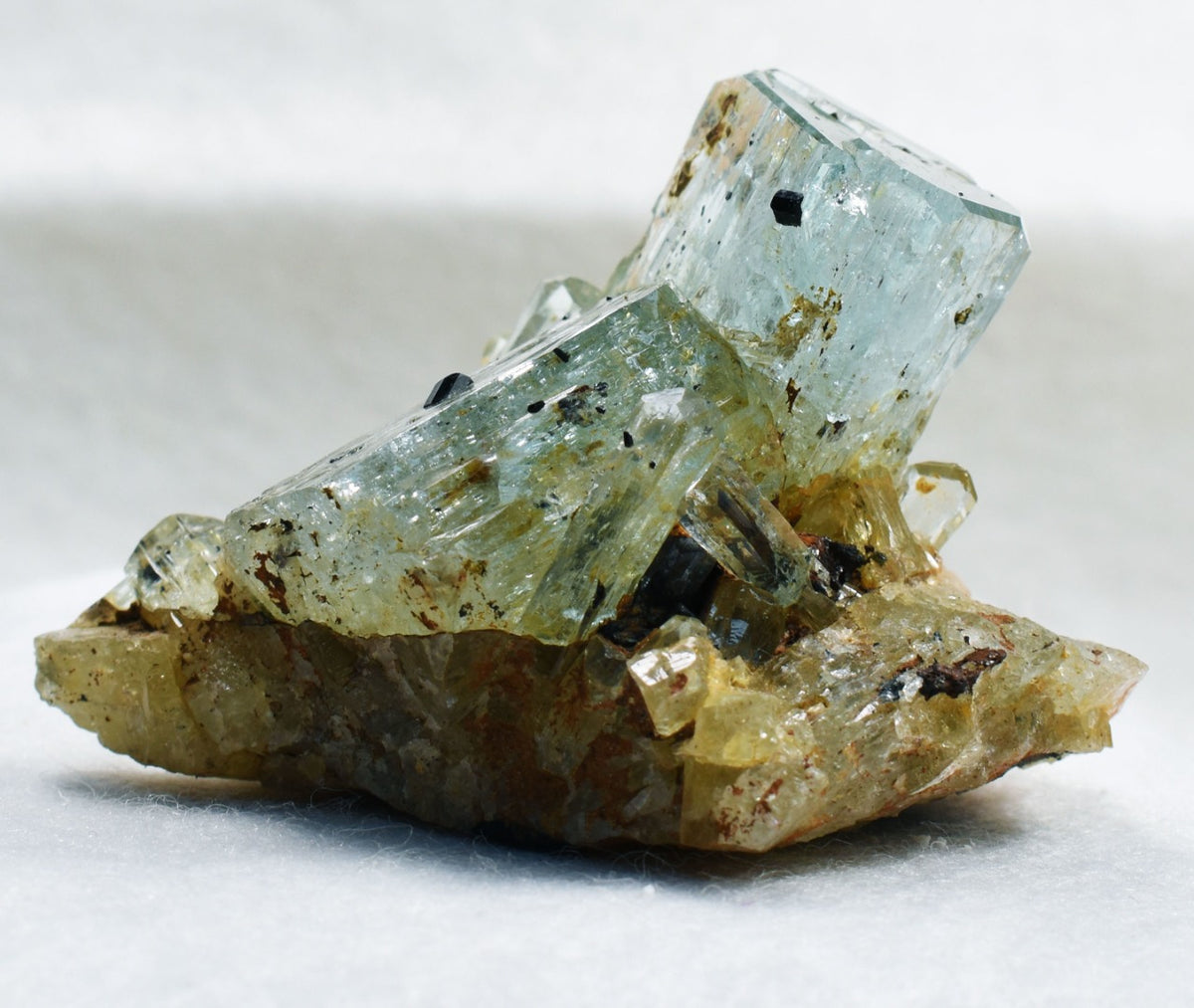 Beryl var. Aquamarine with Schorl Black Tourmaline from Erongo Mountains, Namibia - 82.4 grams #A5
