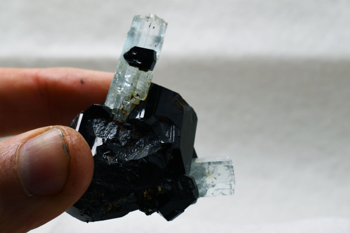 Beryl var. Aquamarine with Schorl Black Tourmaline from Erongo Mountains, Namibia - 49.2 grams #A7