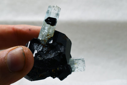 Beryl var. Aquamarine with Schorl Black Tourmaline from Erongo Mountains, Namibia - 49.2 grams #A7