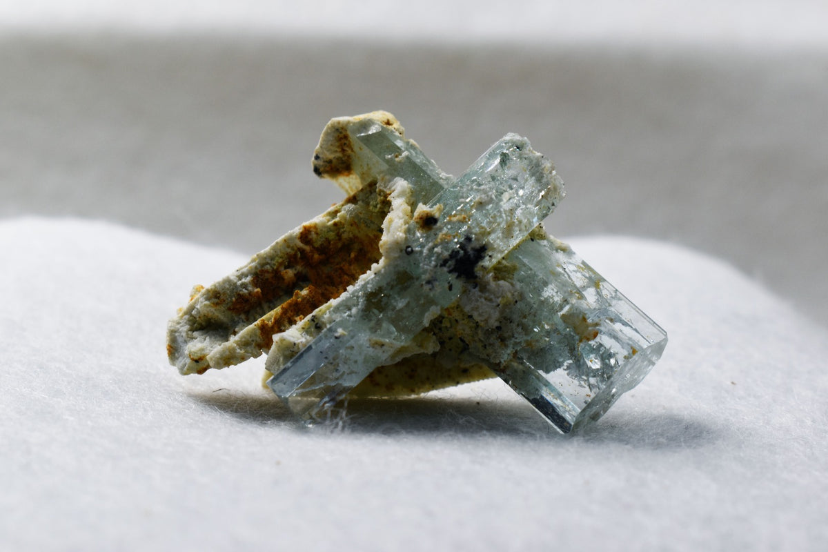 Beryl var. Aquamarine Crystal with Feldspar from Erongo Mountains, Namibia - 11.7 grams #A9