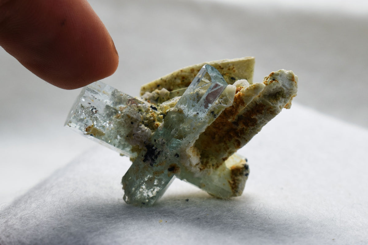 Beryl var. Aquamarine Crystal with Feldspar from Erongo Mountains, Namibia - 11.7 grams #A9