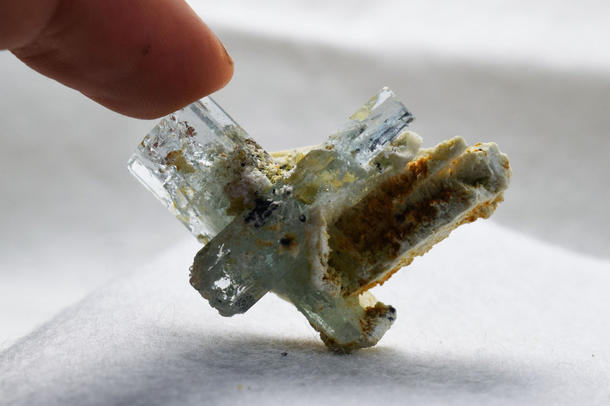 Beryl var. Aquamarine Crystal with Feldspar from Erongo Mountains, Namibia - 11.7 grams #A9