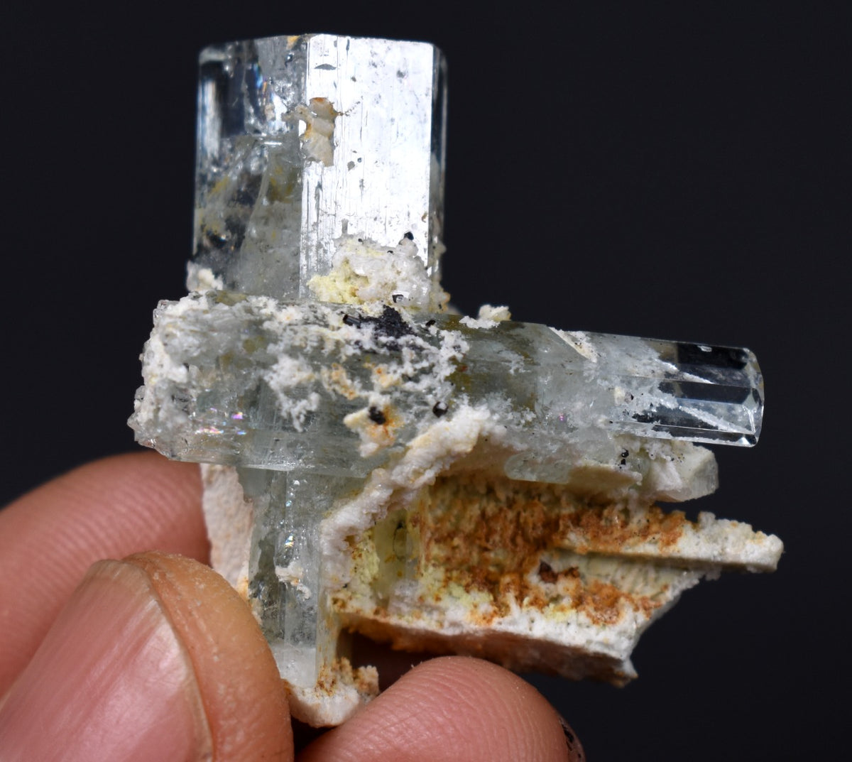 Beryl var. Aquamarine Crystal with Feldspar from Erongo Mountains, Namibia - 11.7 grams #A9