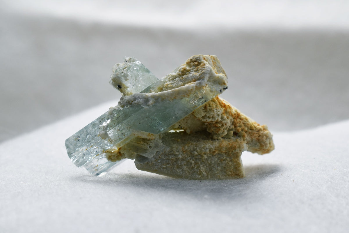 Beryl var. Aquamarine Crystal with Feldspar from Erongo Mountains, Namibia - 11.7 grams #A9