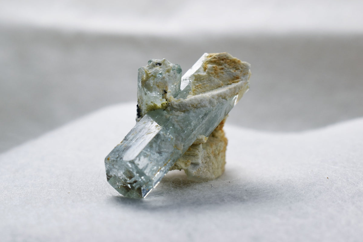 Beryl var. Aquamarine Crystal with Feldspar from Erongo Mountains, Namibia - 11.7 grams #A9