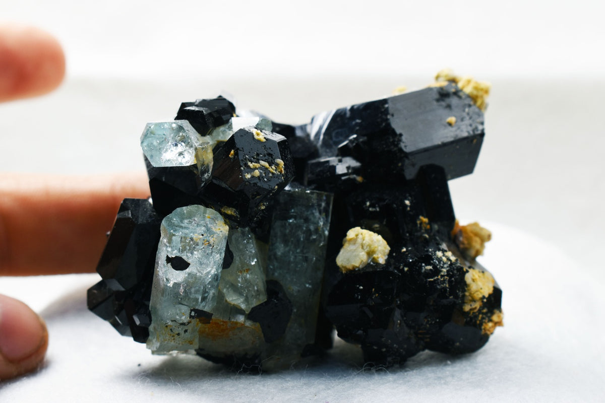 Beryl var. Aquamarine with Schorl Black Tourmaline & Feldspar from Erongo Mountains, Namibia - 120 grams #A12