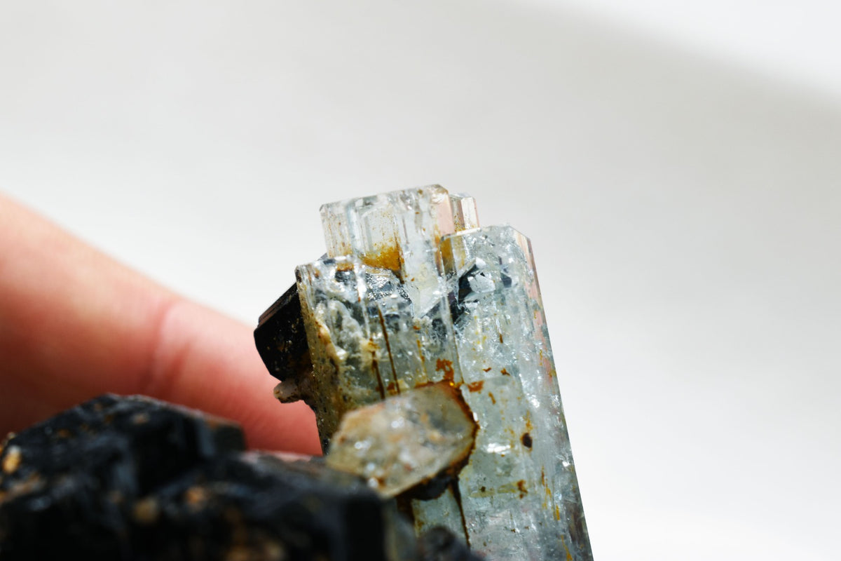 Beryl var. Aquamarine with Schorl Black Tourmaline & Feldspar from Erongo Mountains, Namibia - 161.5 grams #A13