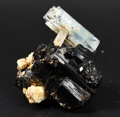 Beryl var. Aquamarine with Schorl Black Tourmaline & Feldspar from Erongo Mountains, Namibia - 161.5 grams #A13
