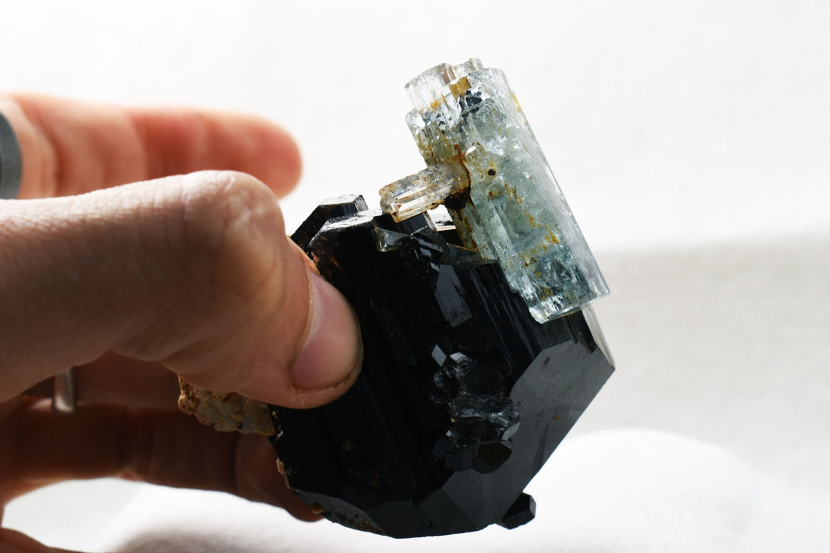 Beryl var. Aquamarine with Schorl Black Tourmaline & Feldspar from Erongo Mountains, Namibia - 161.5 grams #A13