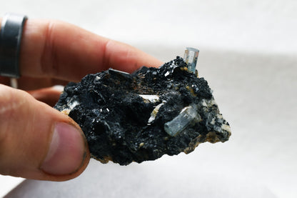 Beryl var. Aquamarine with Schorl Black Tourmaline & Feldspar from Erongo Mountains, Namibia - 69.6 grams #A14