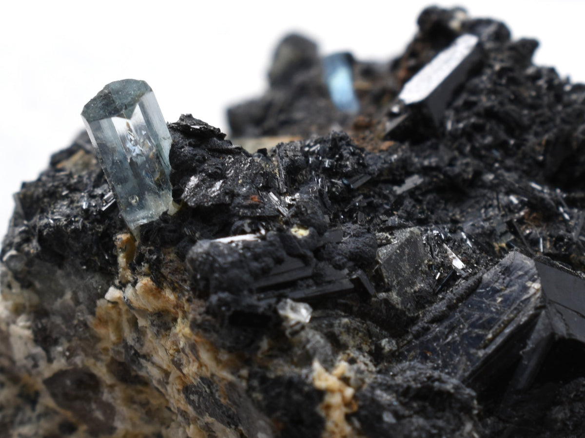 Beryl var. Aquamarine with Schorl Black Tourmaline & Feldspar from Erongo Mountains, Namibia - 69.6 grams #A14