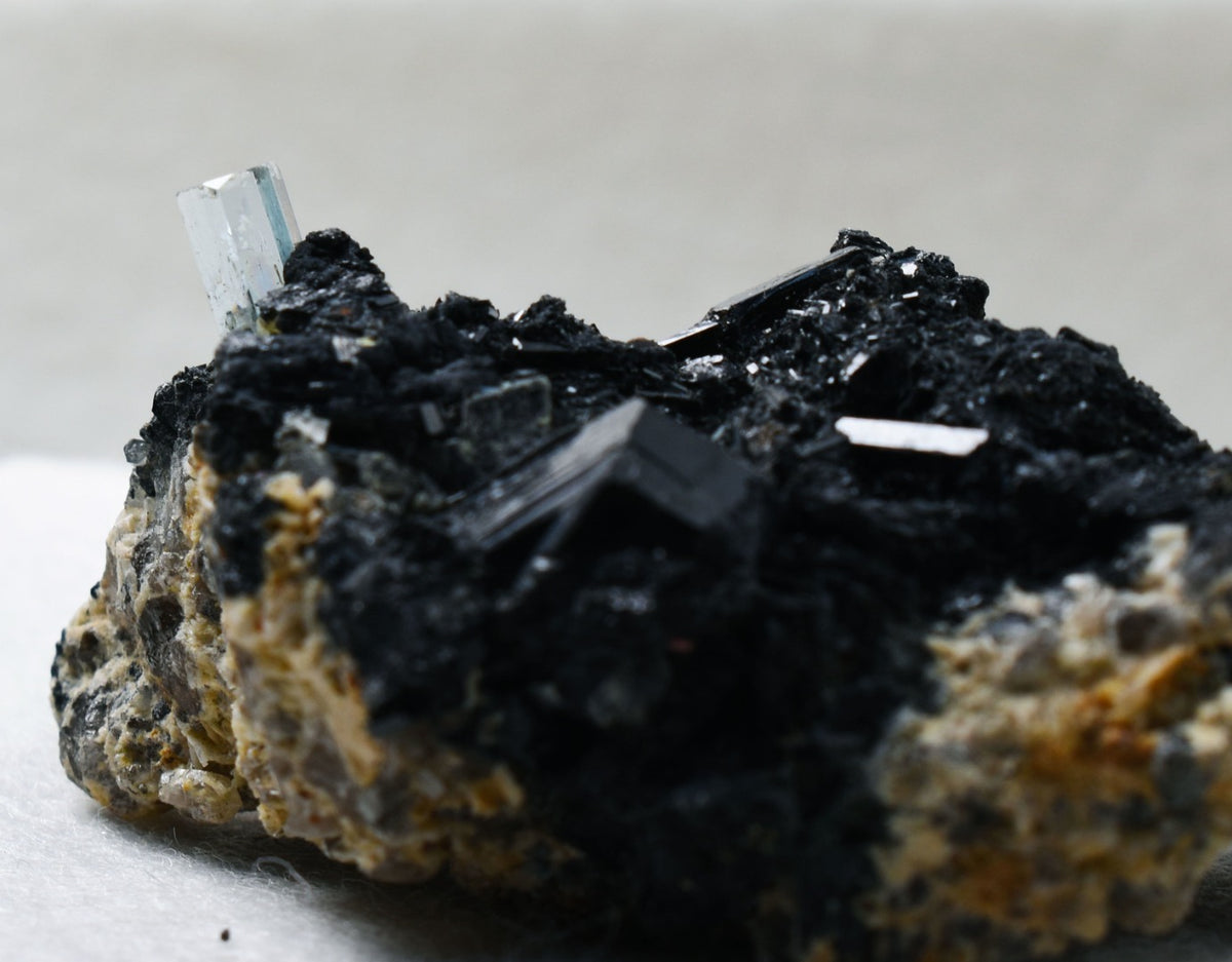 Beryl var. Aquamarine with Schorl Black Tourmaline & Feldspar from Erongo Mountains, Namibia - 69.6 grams #A14